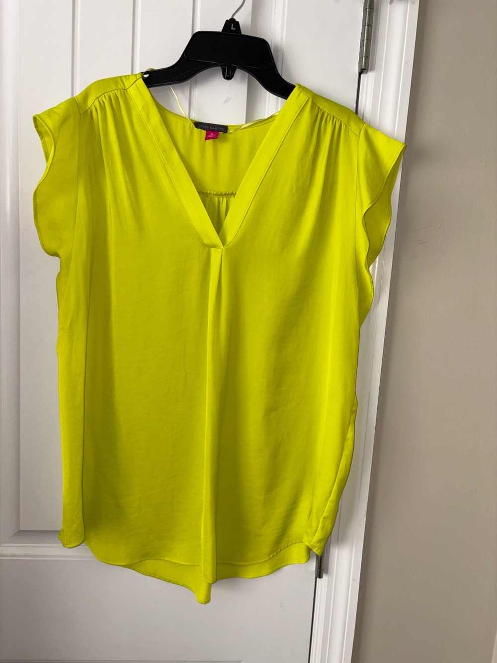 Bright Yellow Sleeveless V-Neck Blouse
